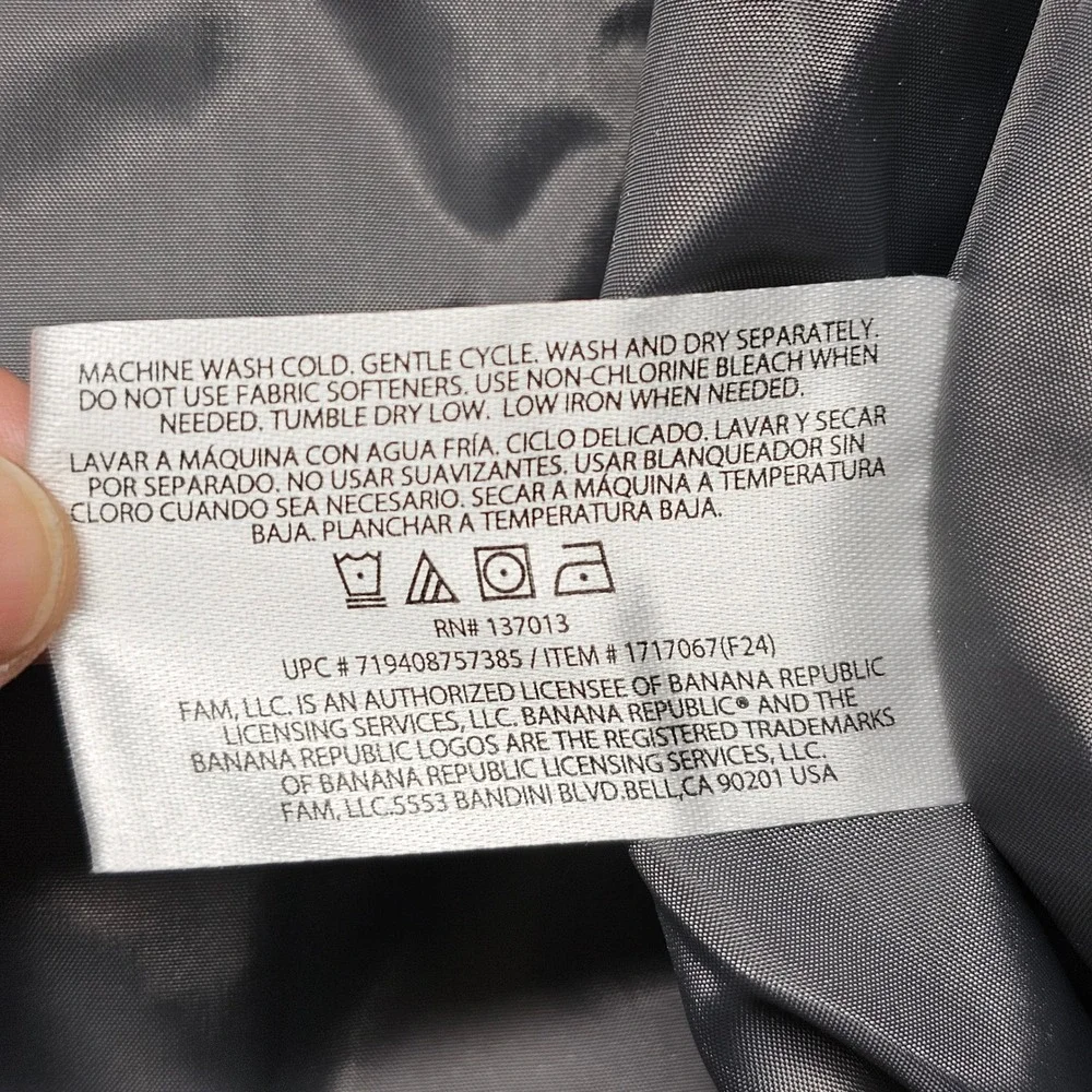 Banana Republic Bomber Jacket Mens Medium Gray Lined‎ Water Resistant Full Zip